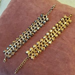 2 Pk Gold Silver Chunky Stud Bracelets